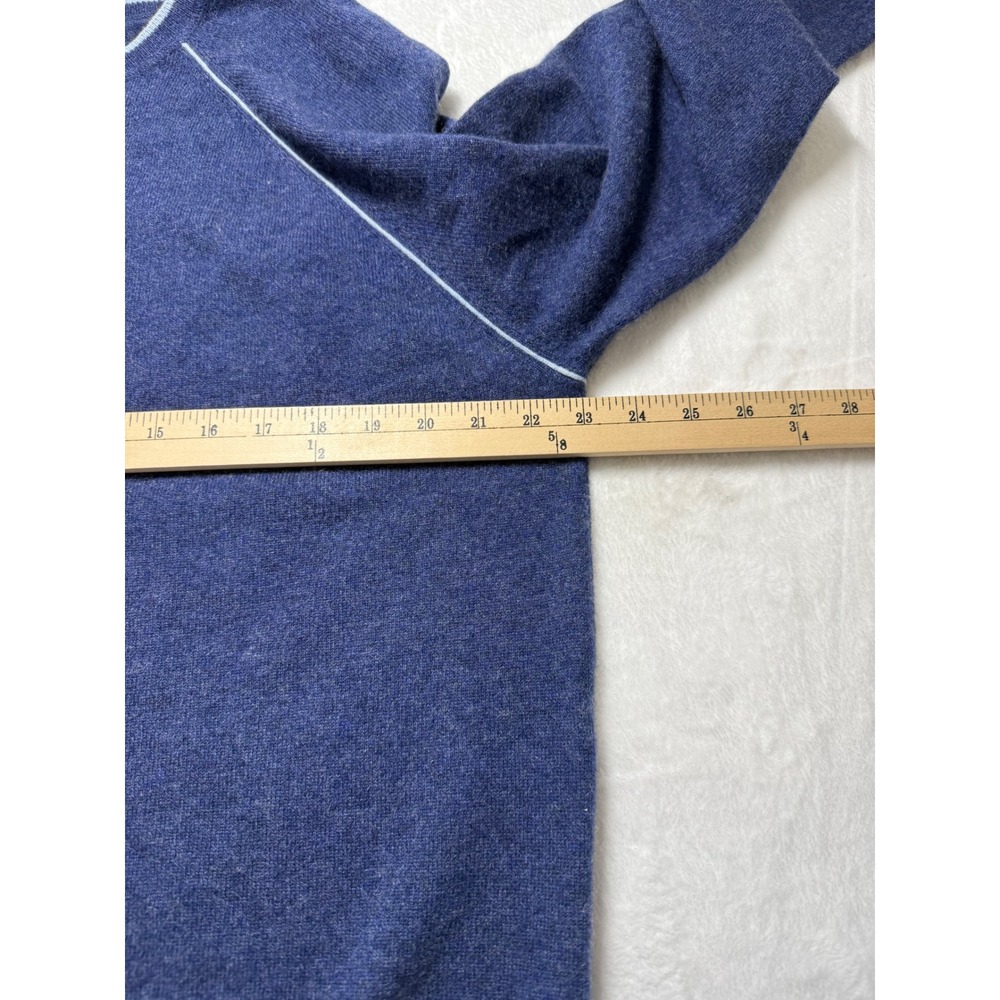 Hammacher‎ Schlemmer Mens XL Blue 100% Cashmere Crewneck Raglan Sweater Contrast - Picture 4 of 5